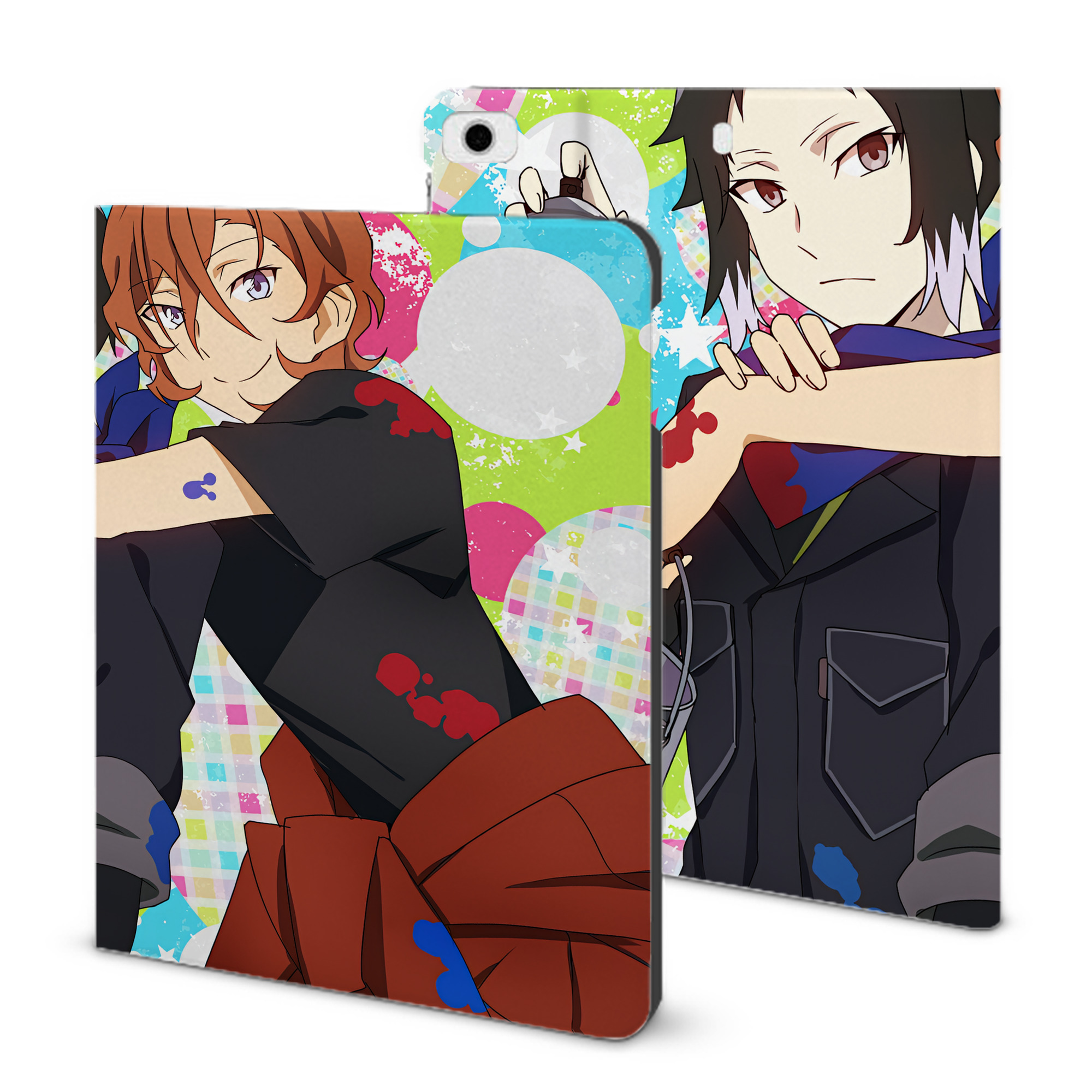 （画像用） 文豪ストレイドッグス Bungo Stray Dogs IPad ケース ブック型 PUレザー TPU 耐衝撃 軽量 薄型 ペン収納なし 全面保護 IPad 各モデル対応